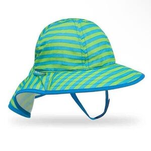 Sunday Afternoons Infant Unisex Blue & Green Striped Sunsprout Hat - Size 0-6M
